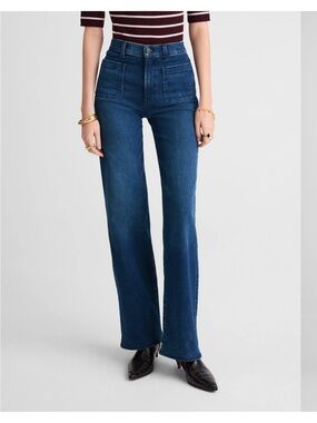 Madewell Emmett High-Rise Wide-Leg Jeans in Dark Blue Denim